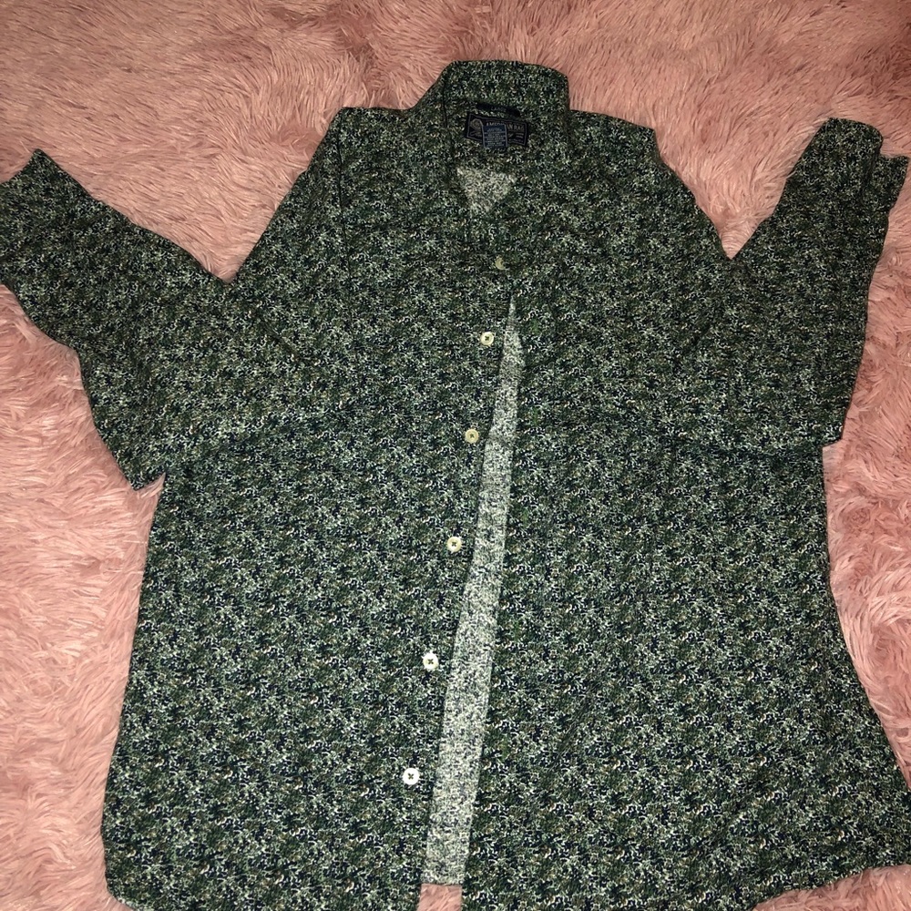 American Rag Green Floral Button Down